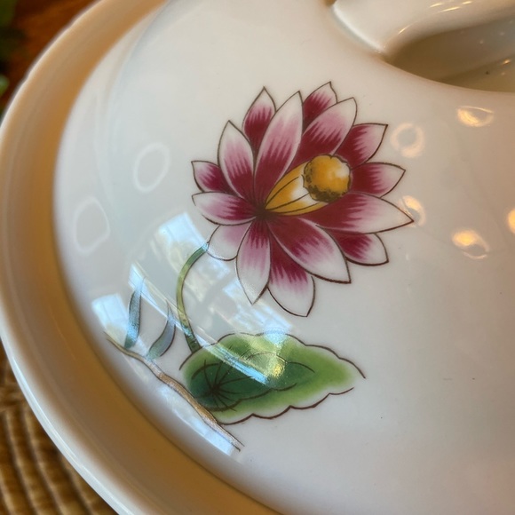 Louis Lourioux France Le Faune Floral & Butterfly Porcelain Covered Dish - Picture 9 of 14